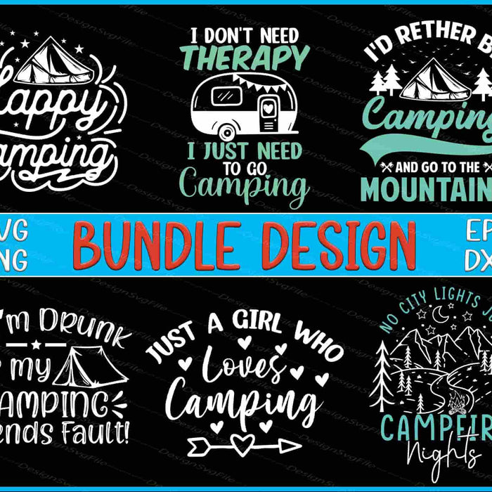 Camping Bundle SVG Happy Mountains PNG