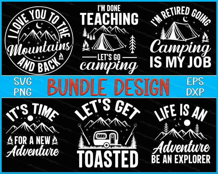 Camping Bundle SVG Mountains PNG