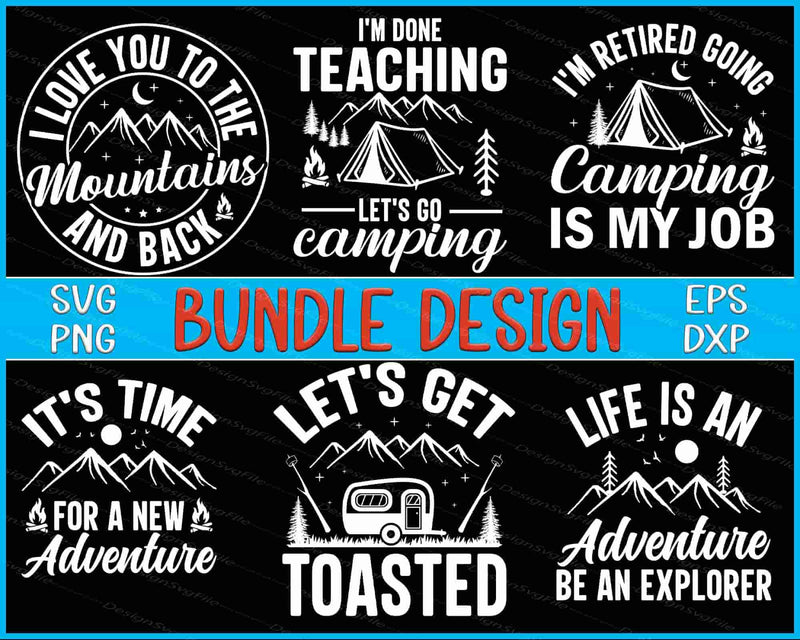 Camping Bundle SVG Mountains PNG