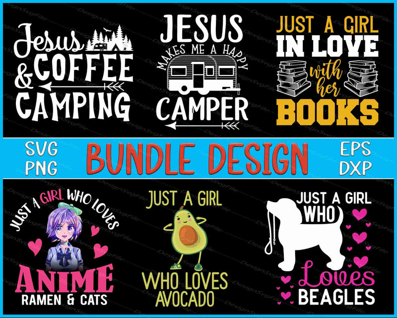 Collection of SVG designs with text and graphics on a black background