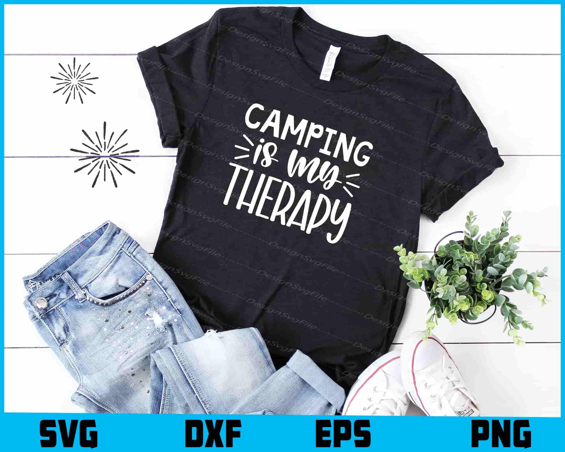 Camping Is My Therapy SVG PNG Sublimation File  - Premium Cutting Files in SVG, PNG & EPS Formats - Premium SVG Cutting Files for Crafts