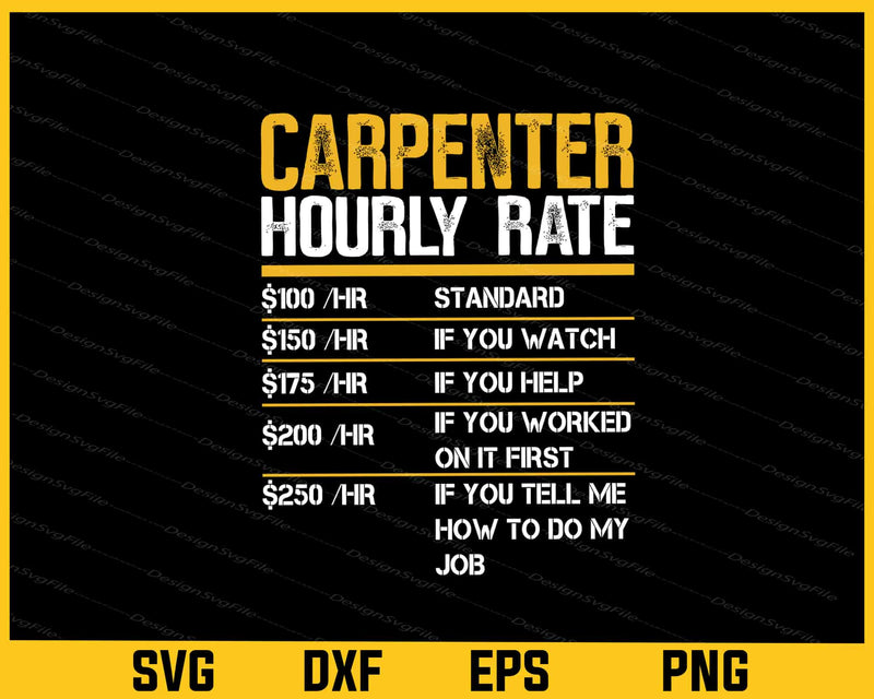 Carpenter Hourly Rate Svg Cutting Printable File