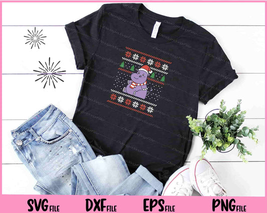 Cartoon Hippo Christmas Sweater Svg Cutting Printable Files  - Premium Cutting Files in SVG, PNG & EPS Formats - Premium SVG Cutting Files for Crafts