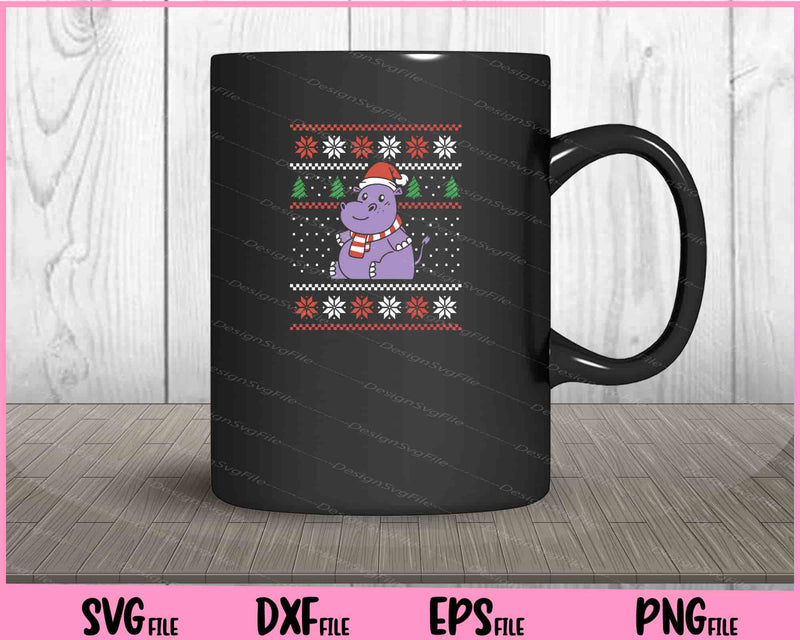Cartoon Hippo Christmas Sweater mug