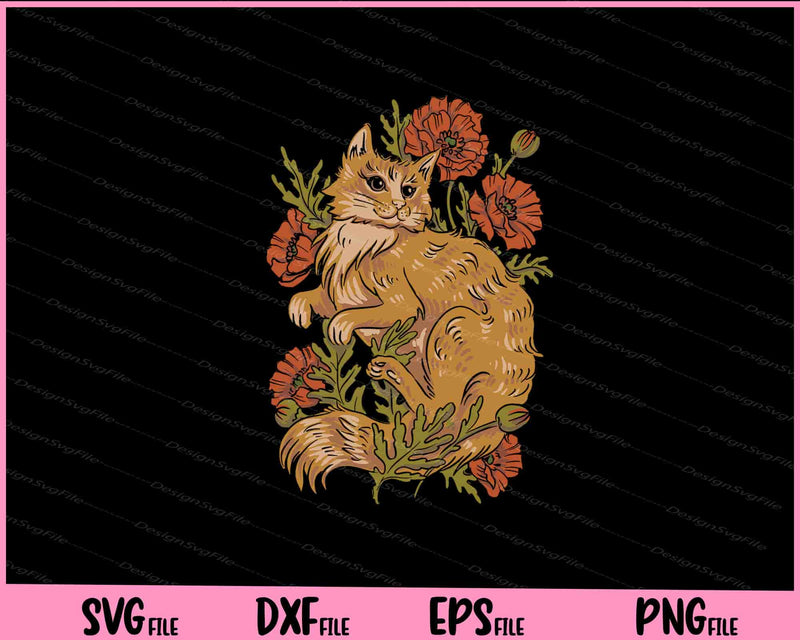 Cat And Flowers animals Svg Cutting Printable Files