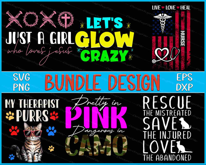 Collection of motivational and themed text designs with graphics on a black background.