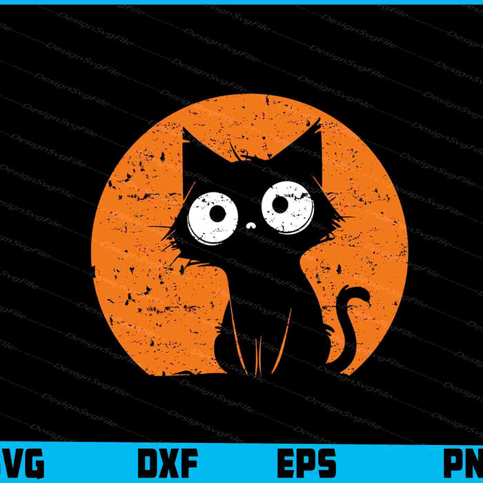 Cat  Encounter Illustration Halloween Scene SVG PNG Design Printable File  - Premium Cutting Files in SVG, PNG & EPS Formats - Premium SVG Cutting Files for Crafts
