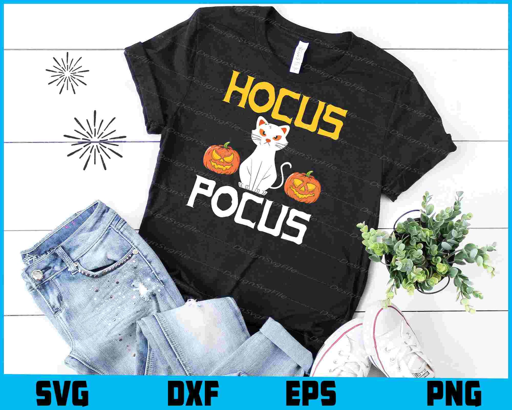 Cat Hocus Pocus Halloween SVG PNG Printable File  - Premium Cutting Files in SVG, PNG & EPS Formats - Premium SVG Cutting Files for Crafts