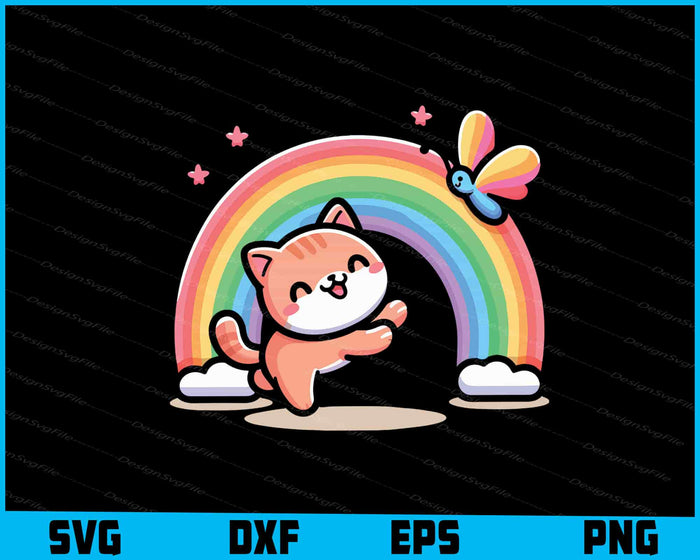 Cat Rainbow Funny SVG PNG Printable File  - Premium Cutting Files in SVG, PNG & EPS Formats - Premium SVG Cutting Files for Crafts