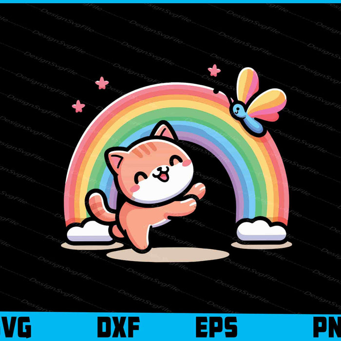Cat Rainbow Funny SVG PNG Printable File  - Premium Cutting Files in SVG, PNG & EPS Formats - Premium SVG Cutting Files for Crafts