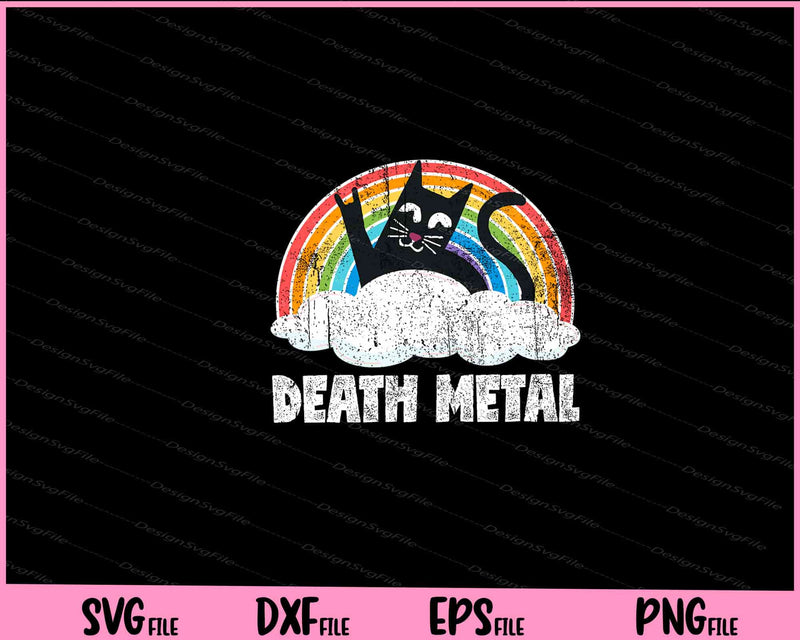 Cat Rainbow Heavy Metal Band Kids Goth Svg Cutting Printable Files