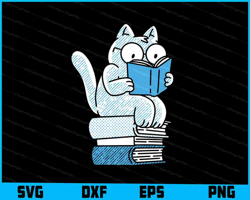Cat Reading Book SVG