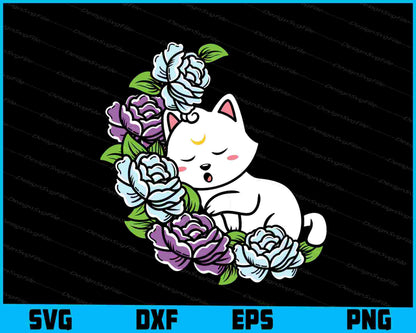 Cat SVG Flower PNG Printable File  - Premium Cutting Files in SVG, PNG & EPS Formats - Premium SVG Cutting Files for Crafts