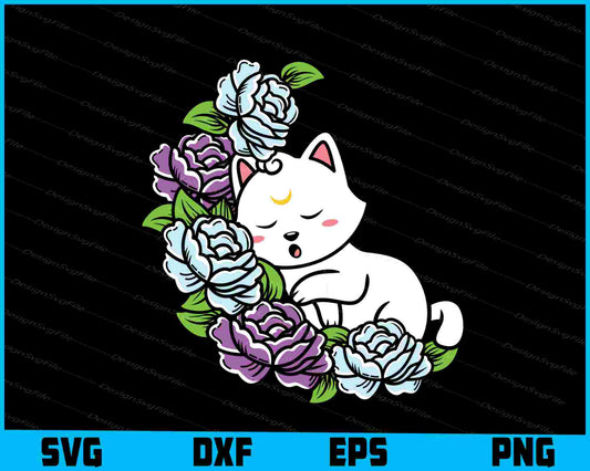 Cat SVG Flower PNG Printable File  - Premium Cutting Files in SVG, PNG & EPS Formats - Premium SVG Cutting Files for Crafts