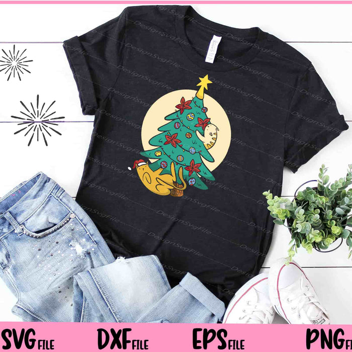 Cats Playing Christmas Tree Svg Cutting Printable Files  - Premium Cutting Files in SVG, PNG & EPS Formats - Premium SVG Cutting Files for Crafts