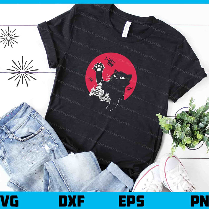 Catzilla In The City Svg Cutting Printable File  - Premium Cutting Files in SVG, PNG & EPS Formats - Premium SVG Cutting Files for Crafts