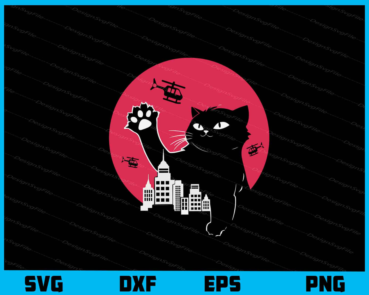 Catzilla In The City Svg Cutting Printable File  - Premium Cutting Files in SVG, PNG & EPS Formats - Premium SVG Cutting Files for Crafts