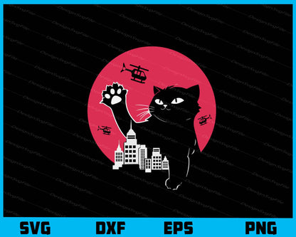 Catzilla In The City Svg Cutting Printable File  - Premium Cutting Files in SVG, PNG & EPS Formats - Premium SVG Cutting Files for Crafts