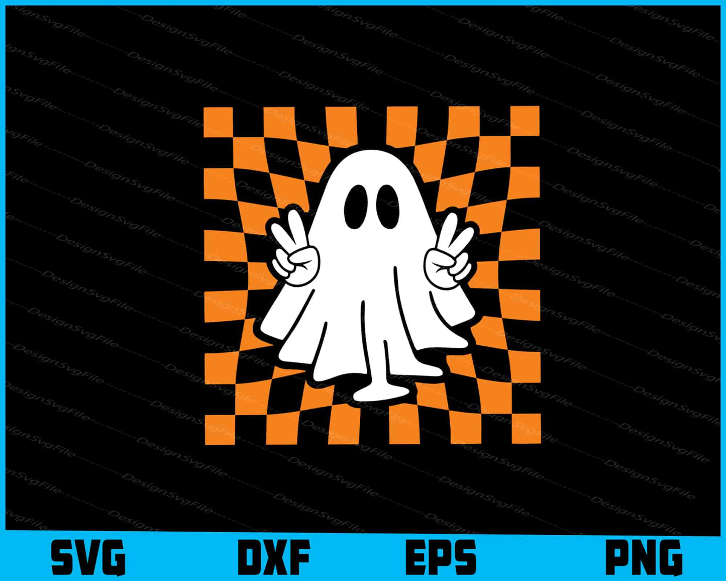 Checkered Peace Ghost Halloween SVG PNG Digital Printable File  - Premium Cutting Files in SVG, PNG & EPS Formats - Premium SVG Cutting Files for Crafts