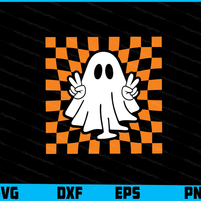 Checkered Peace Ghost Halloween SVG PNG Digital Printable File  - Premium Cutting Files in SVG, PNG & EPS Formats - Premium SVG Cutting Files for Crafts