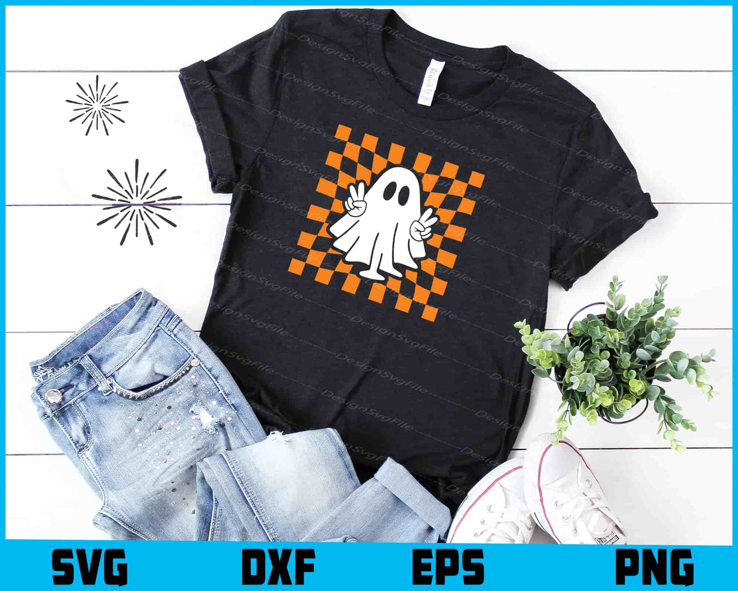 Checkered Peace Ghost Halloween SVG PNG Digital Printable File  - Premium Cutting Files in SVG, PNG & EPS Formats - Premium SVG Cutting Files for Crafts