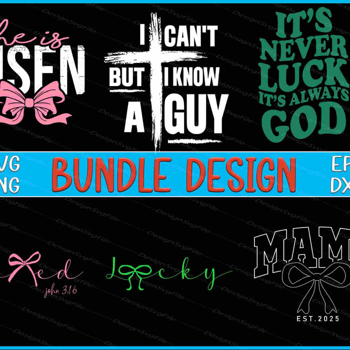 Collection of motivational and decorative text designs with graphics on a black background.