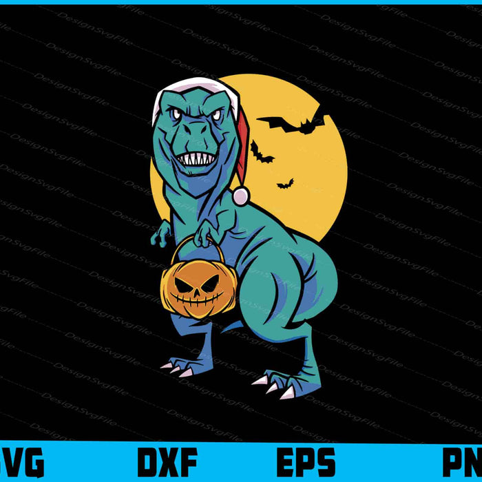 Christmas And Halloween T-Rex SVG PNG Printable File  - Premium Cutting Files in SVG, PNG & EPS Formats - Premium SVG Cutting Files for Crafts