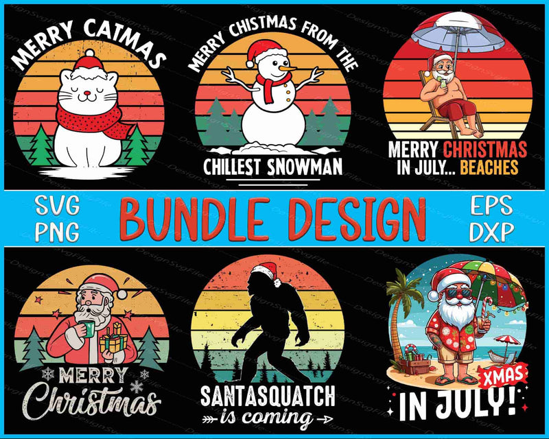 Christmas Bundle SVG Xmas In July! Santa PNG