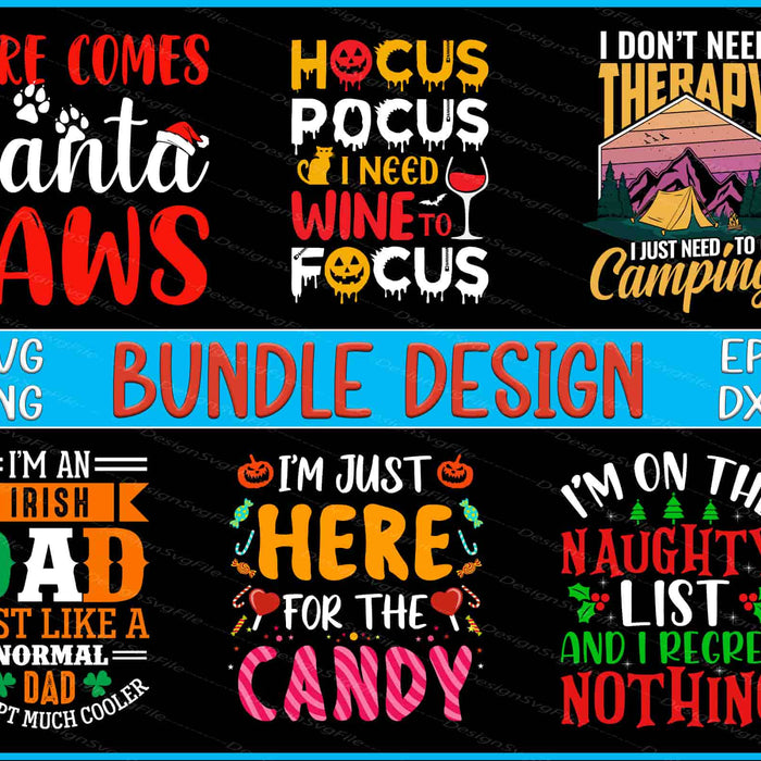 Collection of humorous and festive text designs with various colors on a black background.