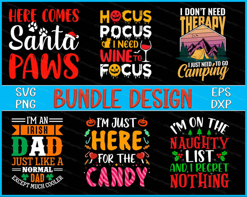 Collection of humorous and festive text designs with various colors on a black background.