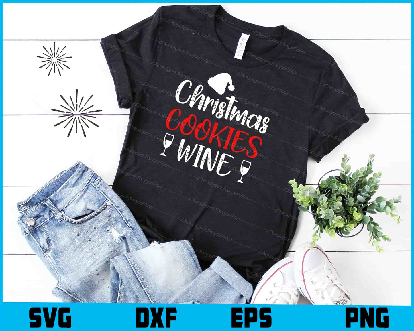 Christmas Cookies Wine Santa Svg Png Dxf Digital Cutting File  - Premium Cutting Files in SVG, PNG & EPS Formats - Premium SVG Cutting Files for Crafts