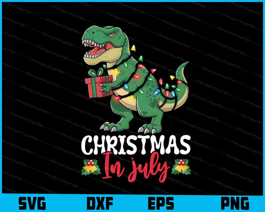 Christmas In July Dinosaur Svg Png Dxf Digital Cutting File  - Premium Cutting Files in SVG, PNG & EPS Formats - Premium SVG Cutting Files for Crafts