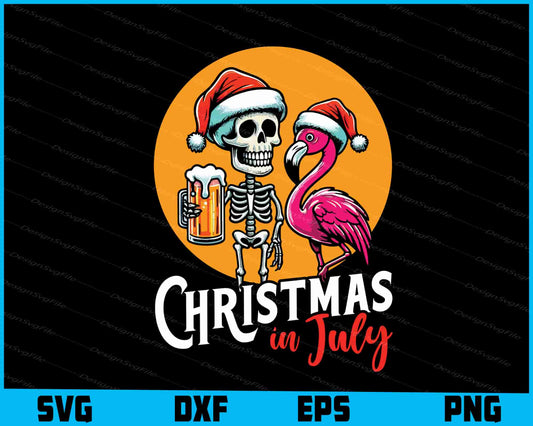 Christmas In July Flamingo Bird Skull Beer SVG PNG Digital Printable File  - Premium Cutting Files in SVG, PNG & EPS Formats - Premium SVG Cutting Files for Crafts