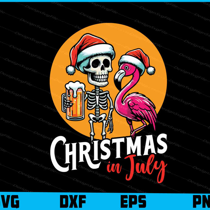 Christmas In July Flamingo Bird Skull Beer SVG PNG Digital Printable File  - Premium Cutting Files in SVG, PNG & EPS Formats - Premium SVG Cutting Files for Crafts