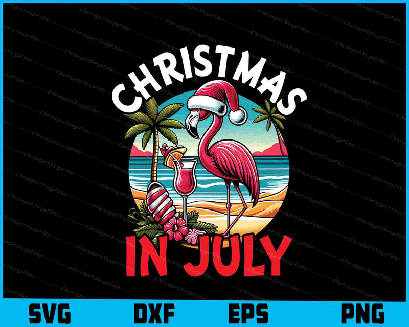 Christmas In July Flamingo Funny Svg Png Design Cut Files  - Premium Cutting Files in SVG, PNG & EPS Formats - Premium SVG Cutting Files for Crafts