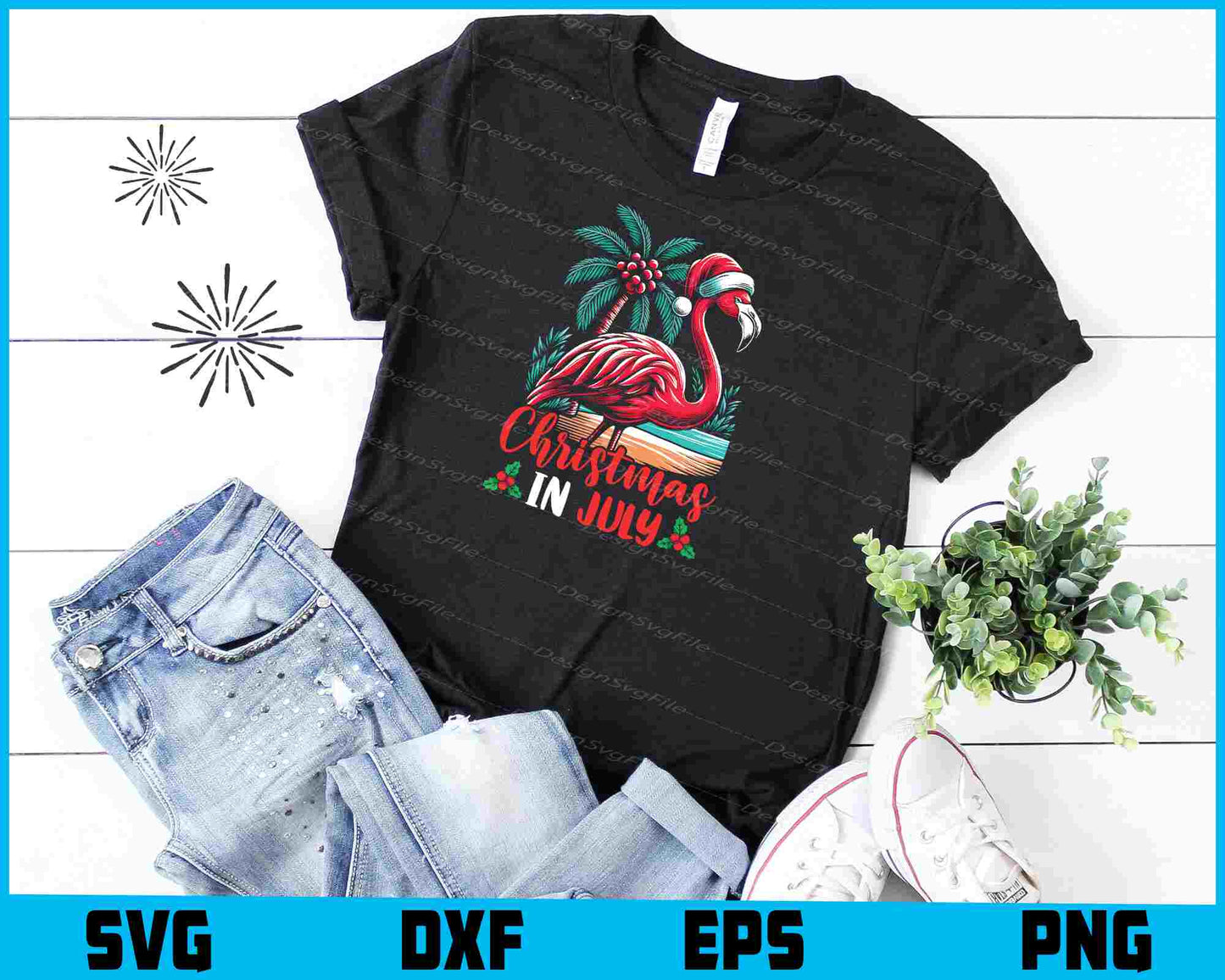 Christmas In July Flamingo Funny Svg Png Dxf Digital Cutting File  - Premium Cutting Files in SVG, PNG & EPS Formats - Premium SVG Cutting Files for Crafts