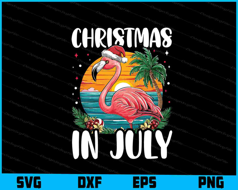 Christmas In July Flamingo Vintage Svg Dxf Png Design File  - Premium Cutting Files in SVG, PNG & EPS Formats - Premium SVG Cutting Files for Crafts