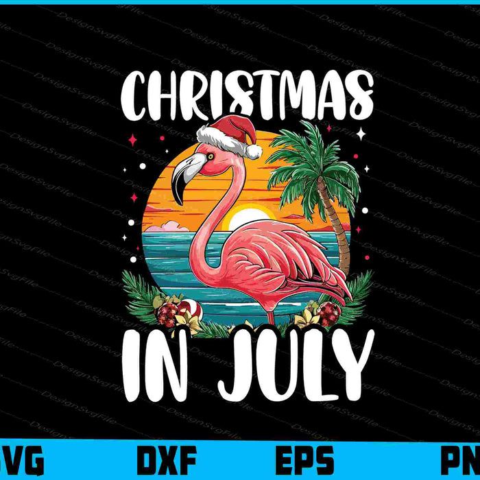 Christmas In July Flamingo Vintage Svg Dxf Png Design File  - Premium Cutting Files in SVG, PNG & EPS Formats - Premium SVG Cutting Files for Crafts