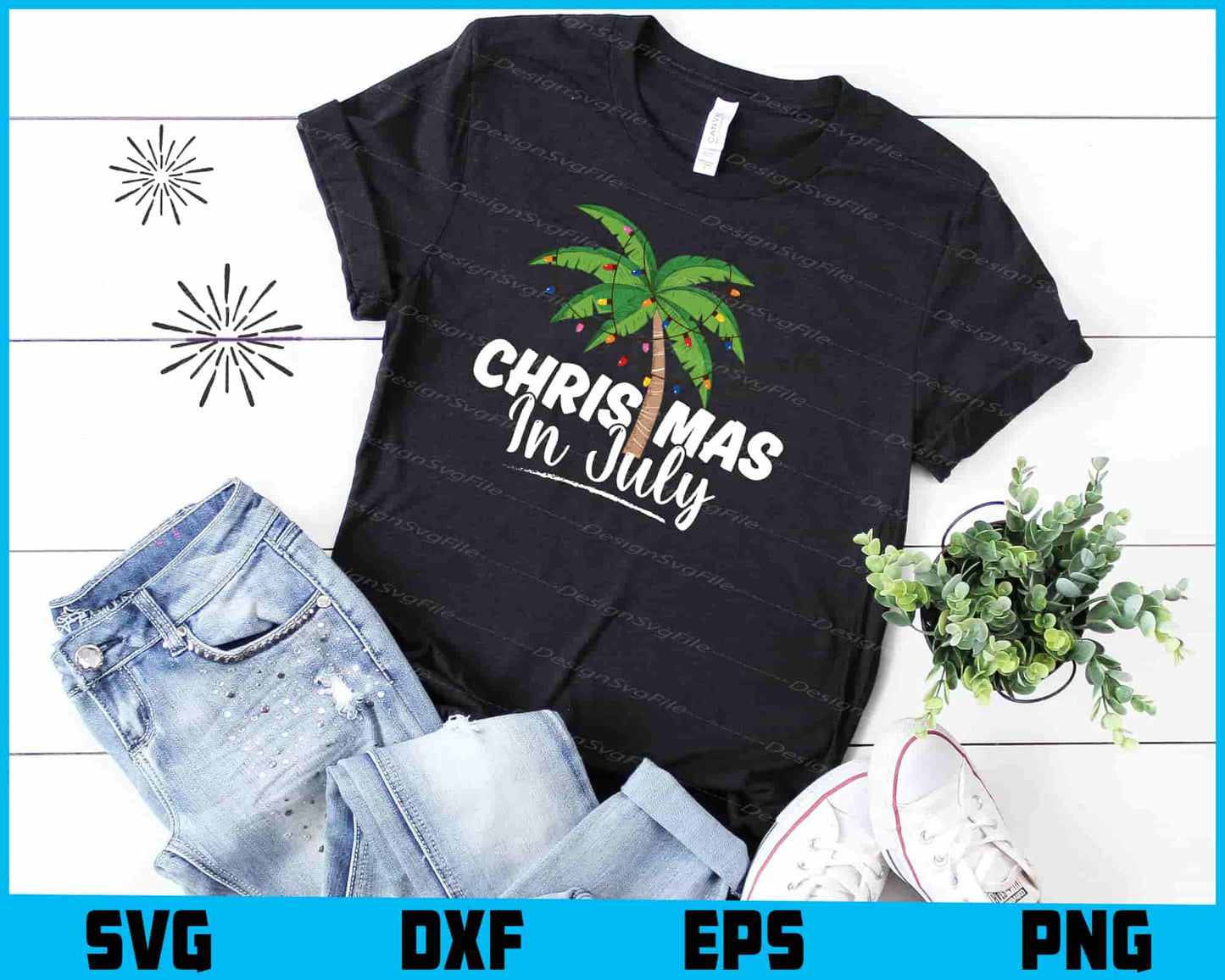 Christmas In July Palm Tree SVG PNG Sublimation File  - Premium Cutting Files in SVG, PNG & EPS Formats - Premium SVG Cutting Files for Crafts