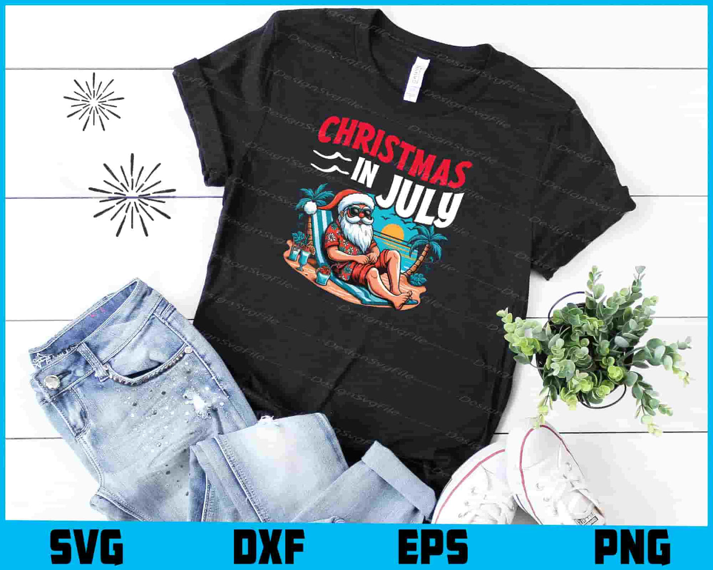 Christmas In July Santa Fun SVG PNG Digital Sublimation Print File  - Premium Cutting Files in SVG, PNG & EPS Formats - Premium SVG Cutting Files for Crafts