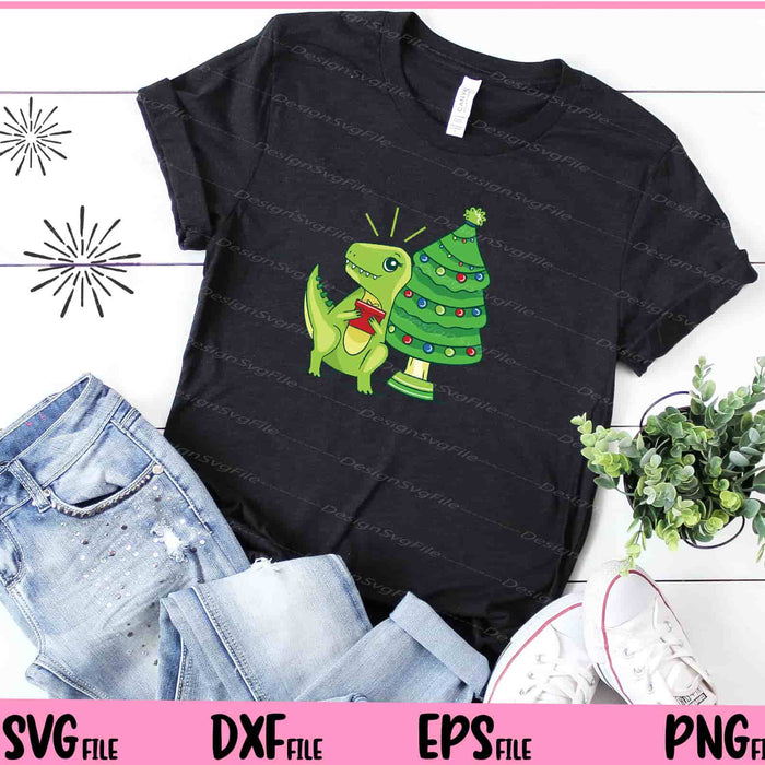 Christmas T-rex Gift Funny Svg Cutting Printable Files  - Premium Cutting Files in SVG, PNG & EPS Formats - Premium SVG Cutting Files for Crafts
