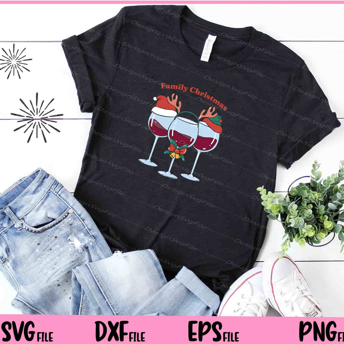 Christmas Wine Glasses Svg Cutting Printable Files  - Premium Cutting Files in SVG, PNG & EPS Formats - Premium SVG Cutting Files for Crafts