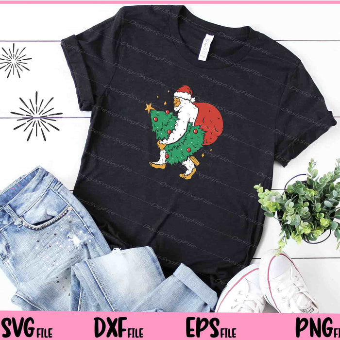 Christmas Yeti Santa Tree Svg Cutting Printable Files  - Premium Cutting Files in SVG, PNG & EPS Formats - Premium SVG Cutting Files for Crafts
