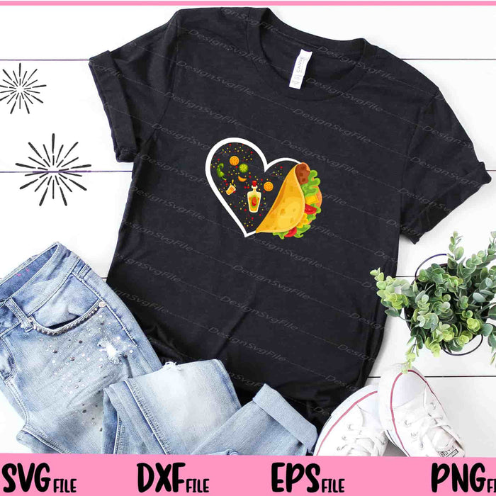 Cinco de Mayo Tacos Heart Svg Cutting Printable Files  - Premium Cutting Files in SVG, PNG & EPS Formats - Premium SVG Cutting Files for Crafts