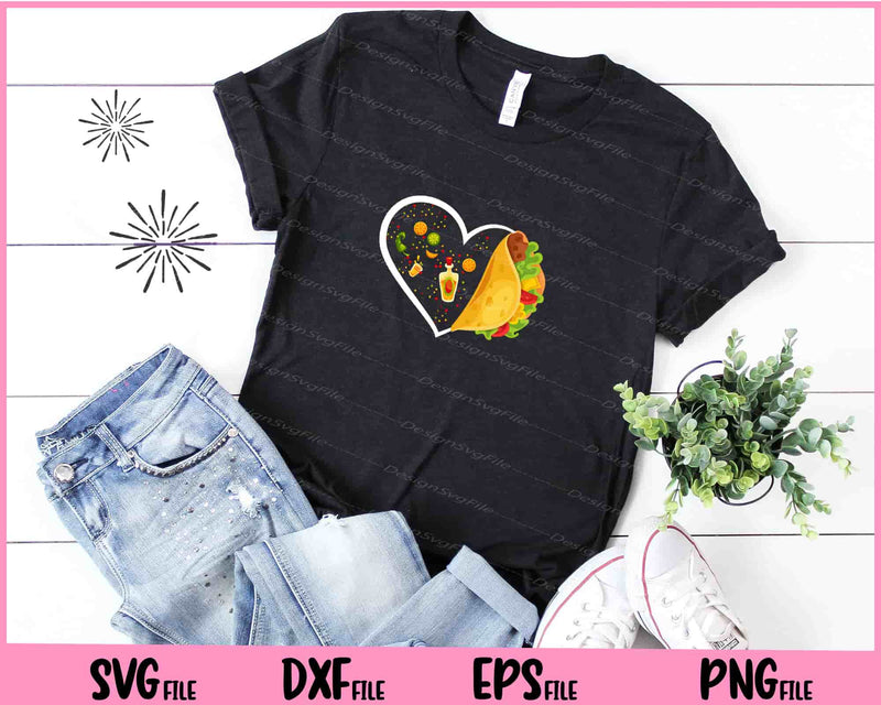 Cinco de Mayo Tacos Heart Svg Cutting Printable Files