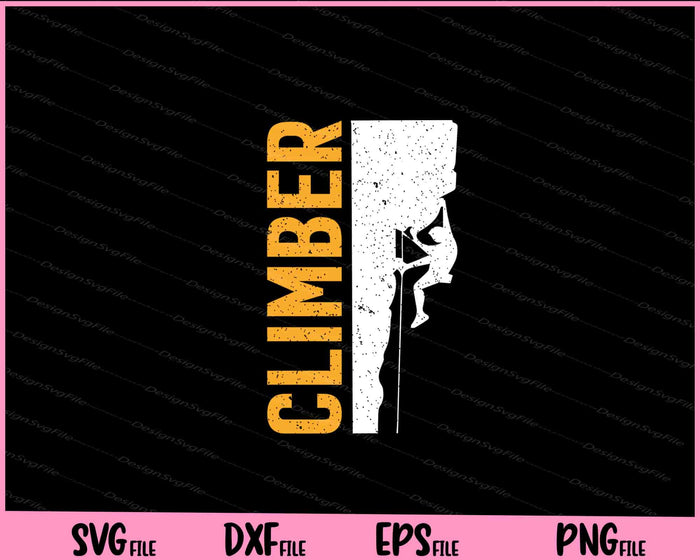Collection of climbing-themed graphics and text on a black background