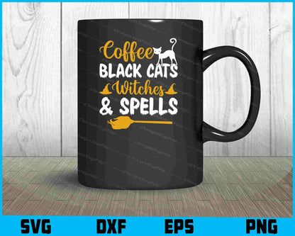 Coffee Black Cats Witches Spells Svg png Design Printable File  - Premium Cutting Files in SVG, PNG & EPS Formats - Premium SVG Cutting Files for Crafts