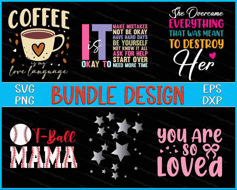 Coffee Bundle SVG, Baseball SVG T-Ball Mama PNG