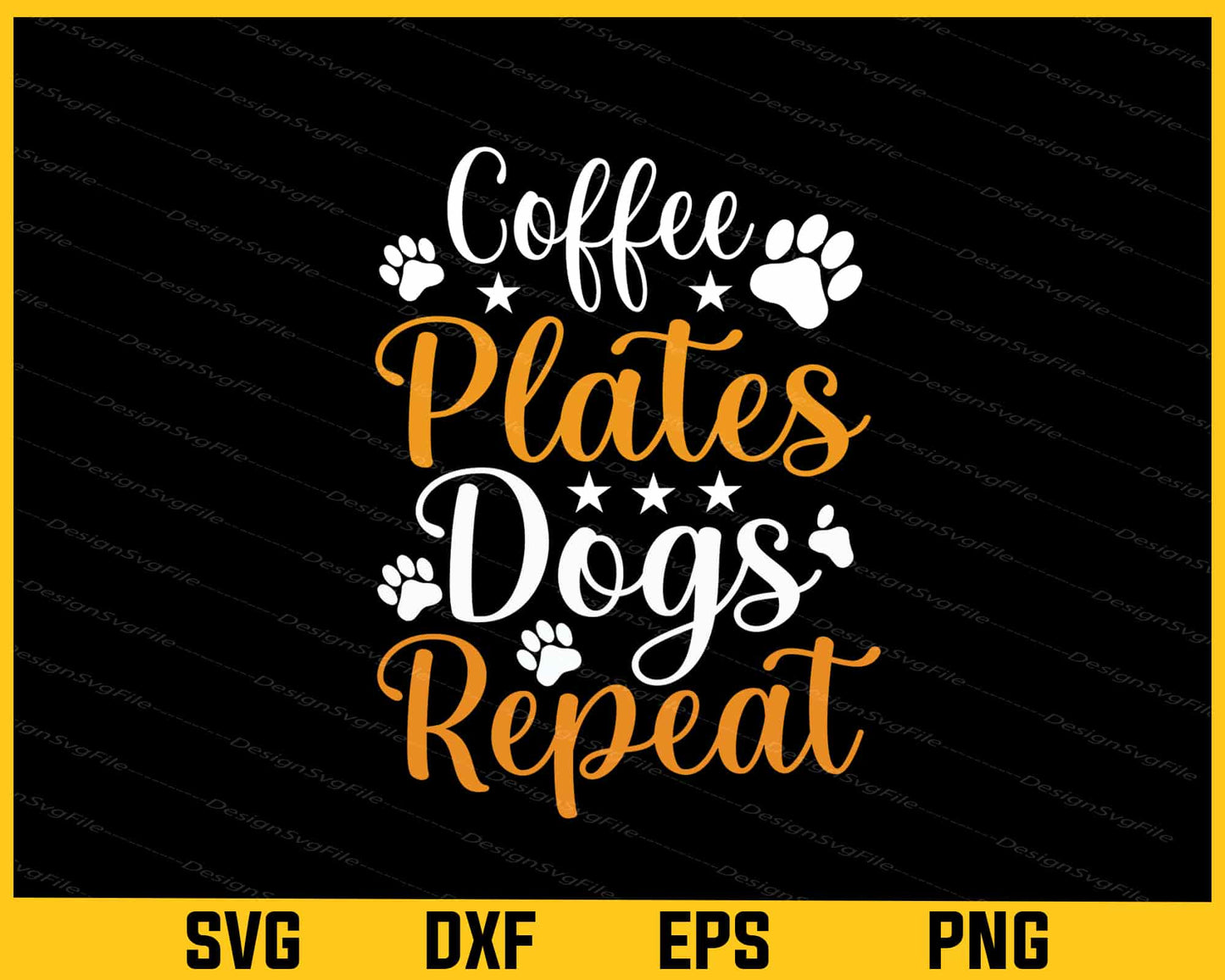 Coffee Pilates Dogs Repeat Svg Cutting Printable File  - Premium Cutting Files in SVG, PNG & EPS Formats - Premium SVG Cutting Files for Crafts