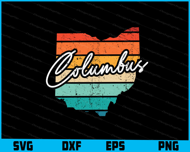 Columbus Ohio Retro State of Ohio Map SVG
